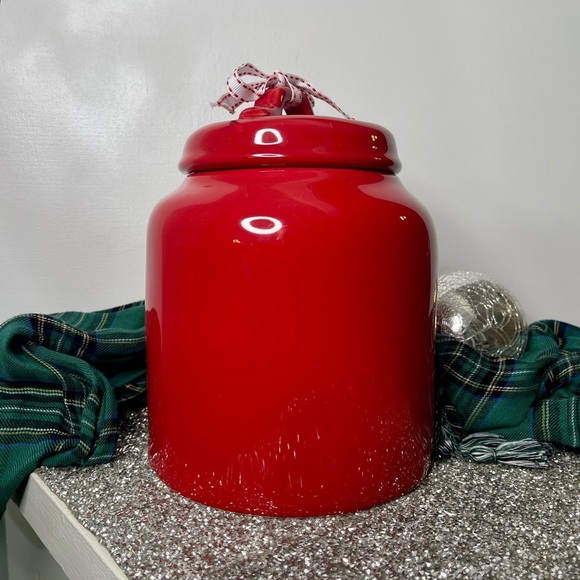 Rae Dunn Holiday Christmas Jingle Bells Cookie Jar Red Ceramic Canister New - Picture 5 of 9
